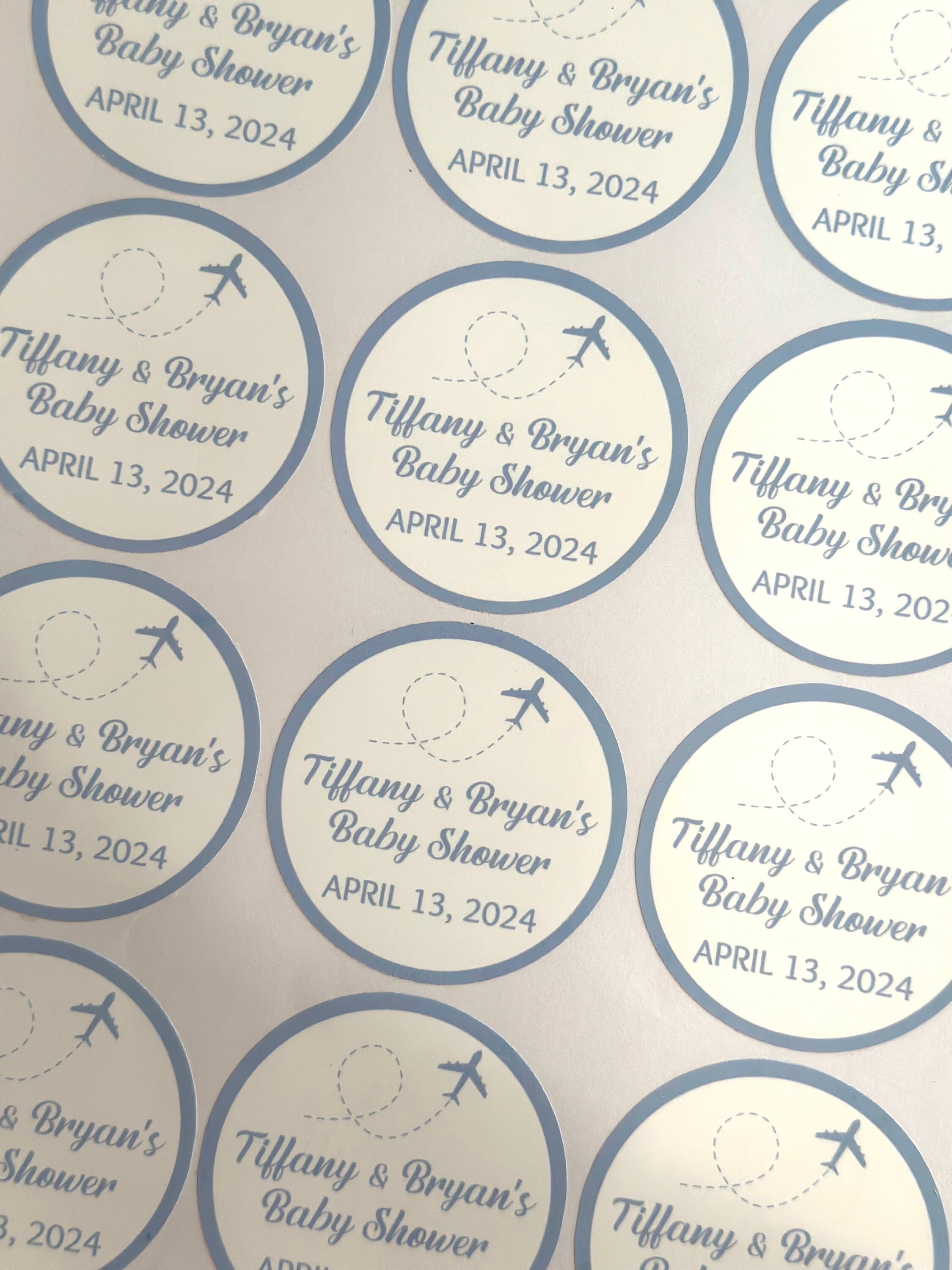 12 Airplane Theme Stickers, Airplane Baby Shower, Blue Airplane Party ...