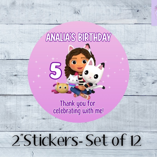 Set of 12 Gabby’s Dollhouse Stickers, Gabby’s Dollhouse Party, Gabby’s Dollhouse Birthday, Gabby’s Dollhouse Party Favors, Gabby’s Dollhouse