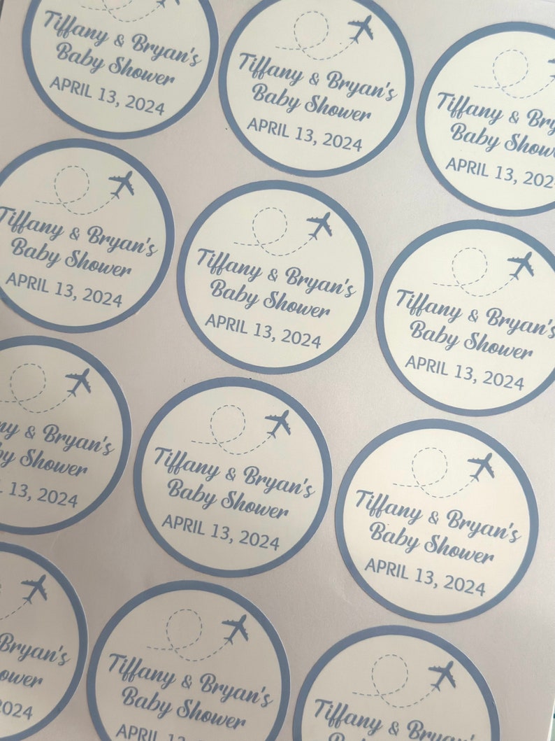 12 Airplane Theme Stickers, Airplane Baby Shower, Blue Airplane Party ...