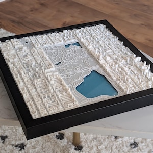 Framed 3D Central Park North Map: NYC Home Decor