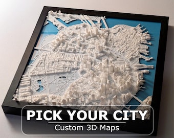 3D City Map - Custom Housewarming Gift - Unique 3D Printed Street Map Wall Art