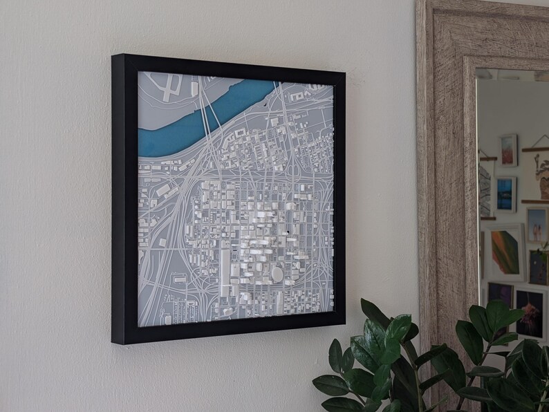 City Map Frame 3D Kansas City Map: Framed Downtown Art, City Decor - Premium Edition ...