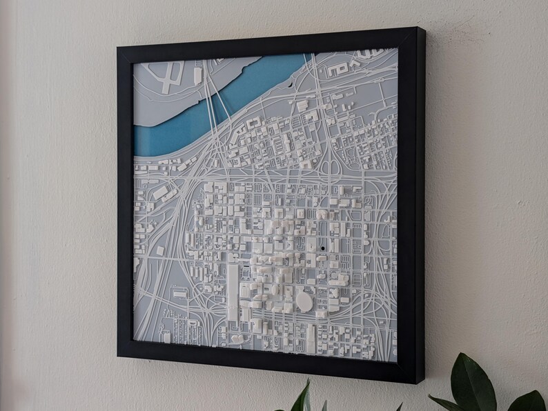City Map Frame 3D Kansas City Map: Framed Downtown Art, City Decor - Premium Edition ...