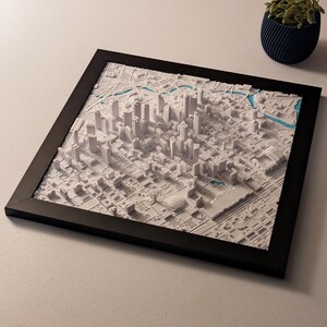 Framed 3D Houston Map: Downtown Skyline Wall Art