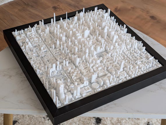 3D NYC Midtown Map: Framed Manhattan Skyline Art - Etsy
