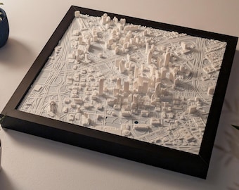 Framed 3D Dallas City Map: Downtown Skyline Art - Premium Edition