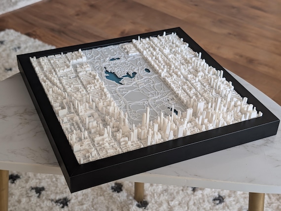 3D Central Park South Map: Framed NYC Decor, Gift for New Yorker
