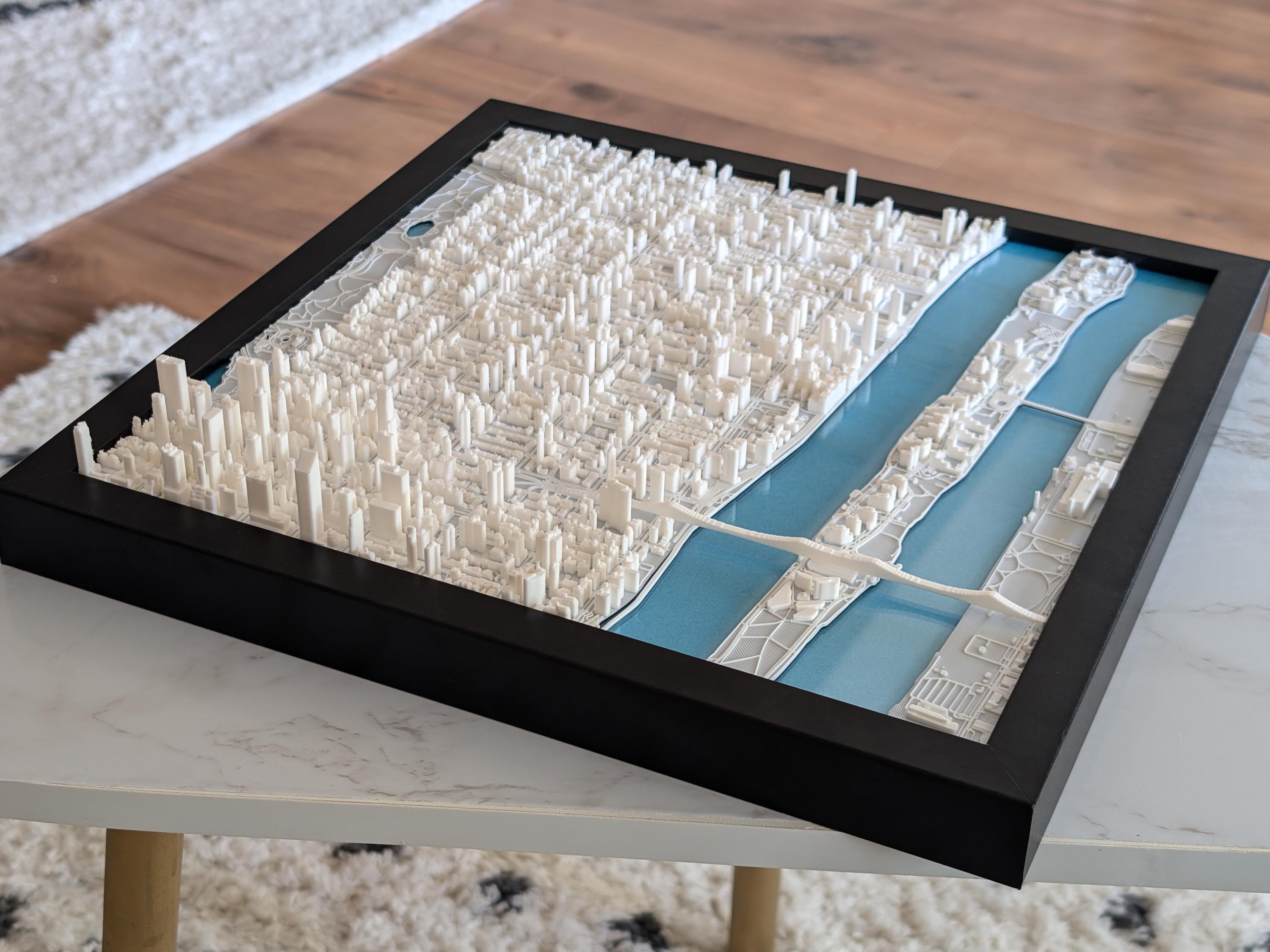 Framed 3D Upper East Side NYC Map: Modern City Art - Premium