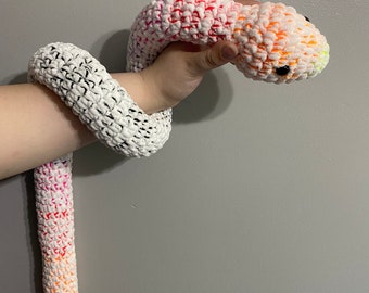Crocheted Neon Snake Plushie