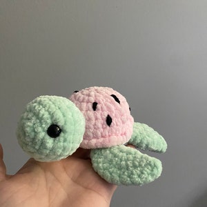 Crocheted Watermelon Turtle Plushie | Sea turtle | Stuffed Animal | Gift | Pink Turtle | Fruit Themed