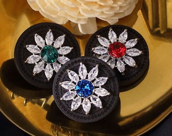黒桜木製ボタン、25 mm、0.98 インチ、大きいサイズ、日本の花柄