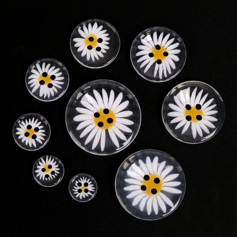 Daisy Resin Buttons, 6pcs/pack - Etsy