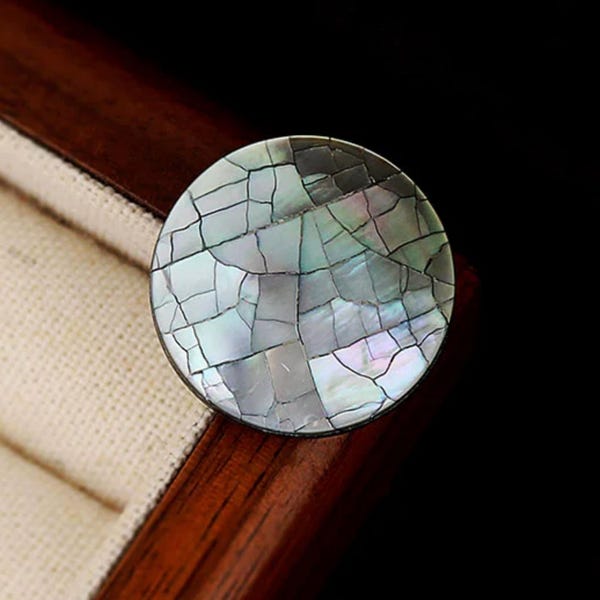 Black Mother of Pearl Shell Mosaic Button: Artisan Resin Elegance(1pcs/pack)