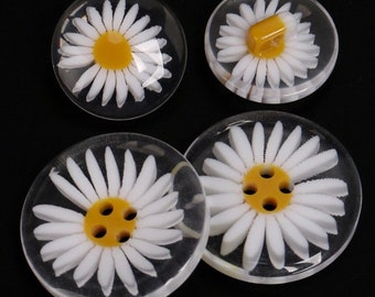 Boutons marguerite en résine, 6 pièces/paquet