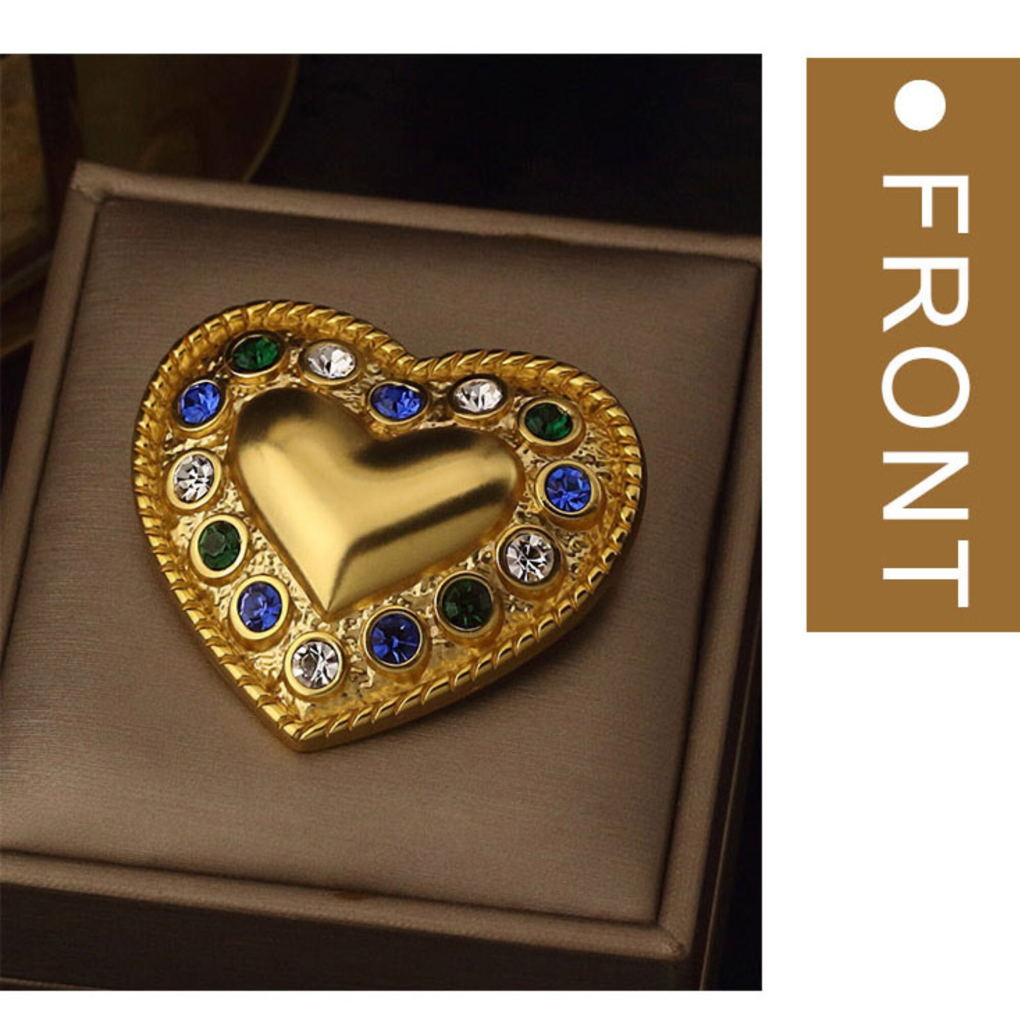 Broche Vintage Cœur Strass - Élégante Et Romantique - Occasion