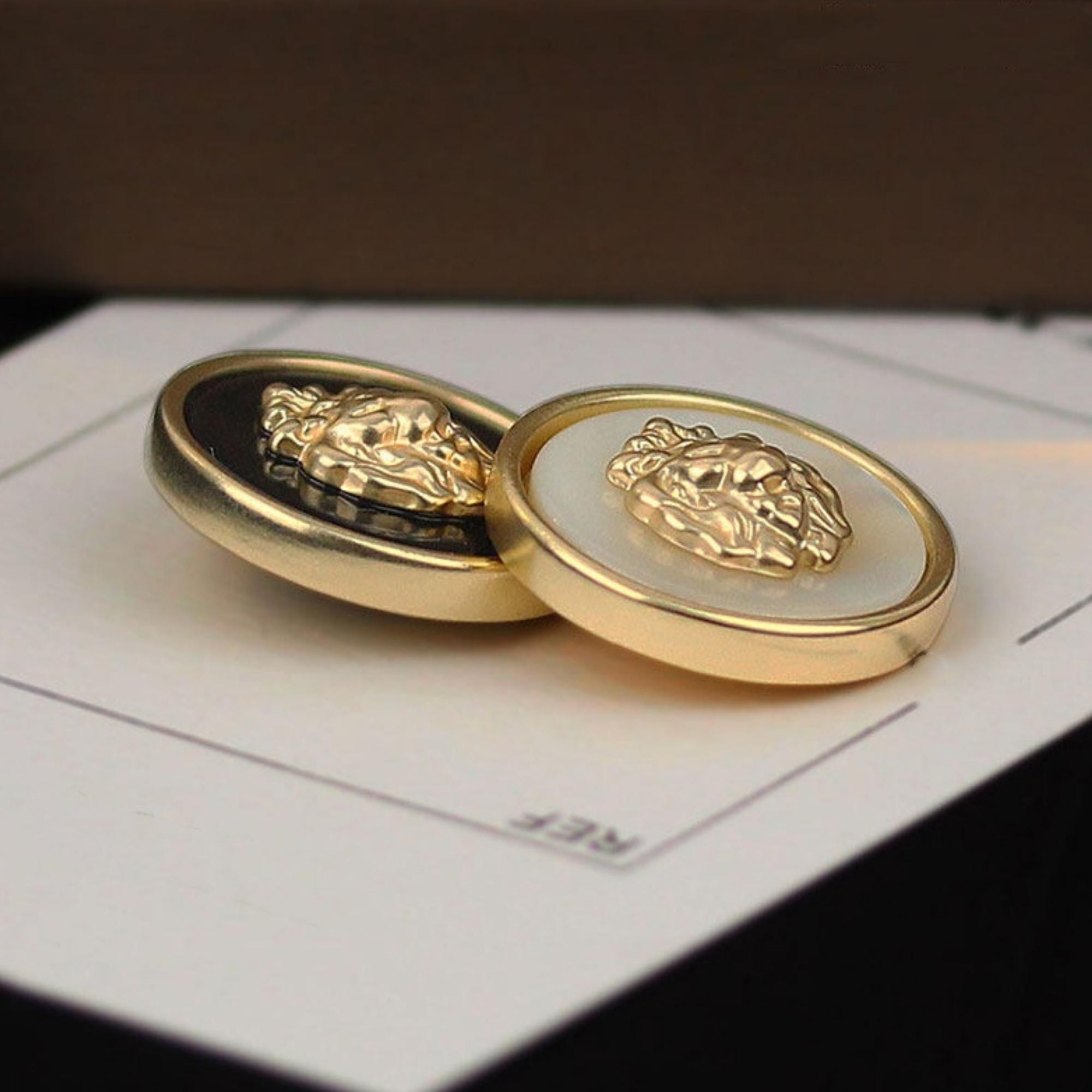 Lion Shell Inlay Vintage Lion Head Buttons, Brass Shell Inlay, Retro Sewing Accessories ...
