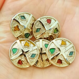 Rainbow Metal Shank Buttons, 18mm, 5pcs/pack