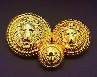 Vintage Gold Lion Buttons - Metal Shank Buttons - Vintage Buttons for Women Suit Blazer, Jacket, Sweater