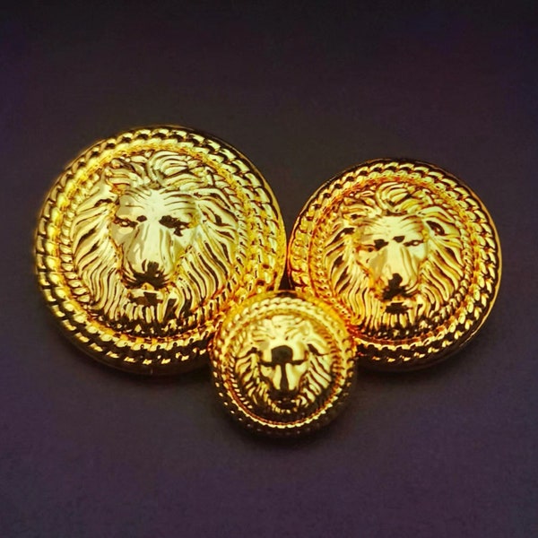 Vintage Gold Lion Buttons - Metal Shank Buttons - Vintage Buttons for Women Suit Blazer, Jacket, Sweater