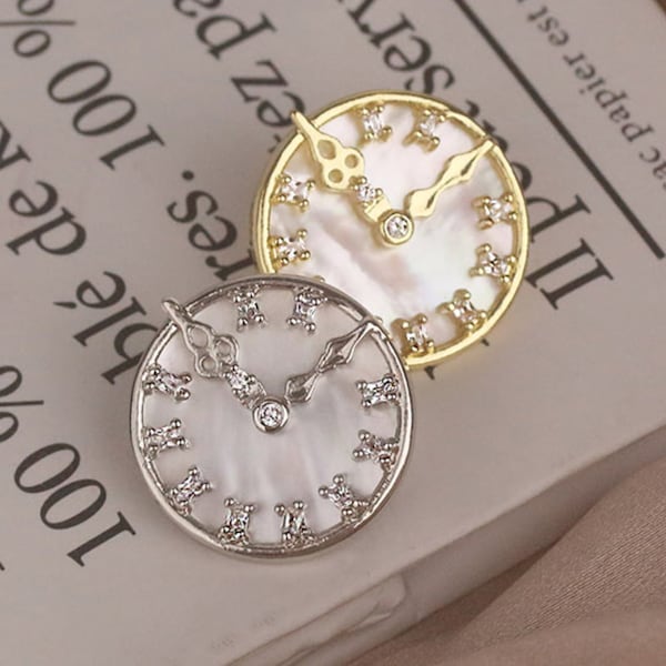 Unique Clock-Shaped Rhinestone Buttons Handmade Creative Mother of Pearl Shell Buttons Luxury Shank Buttons for Sewing Coat Jacket Suit