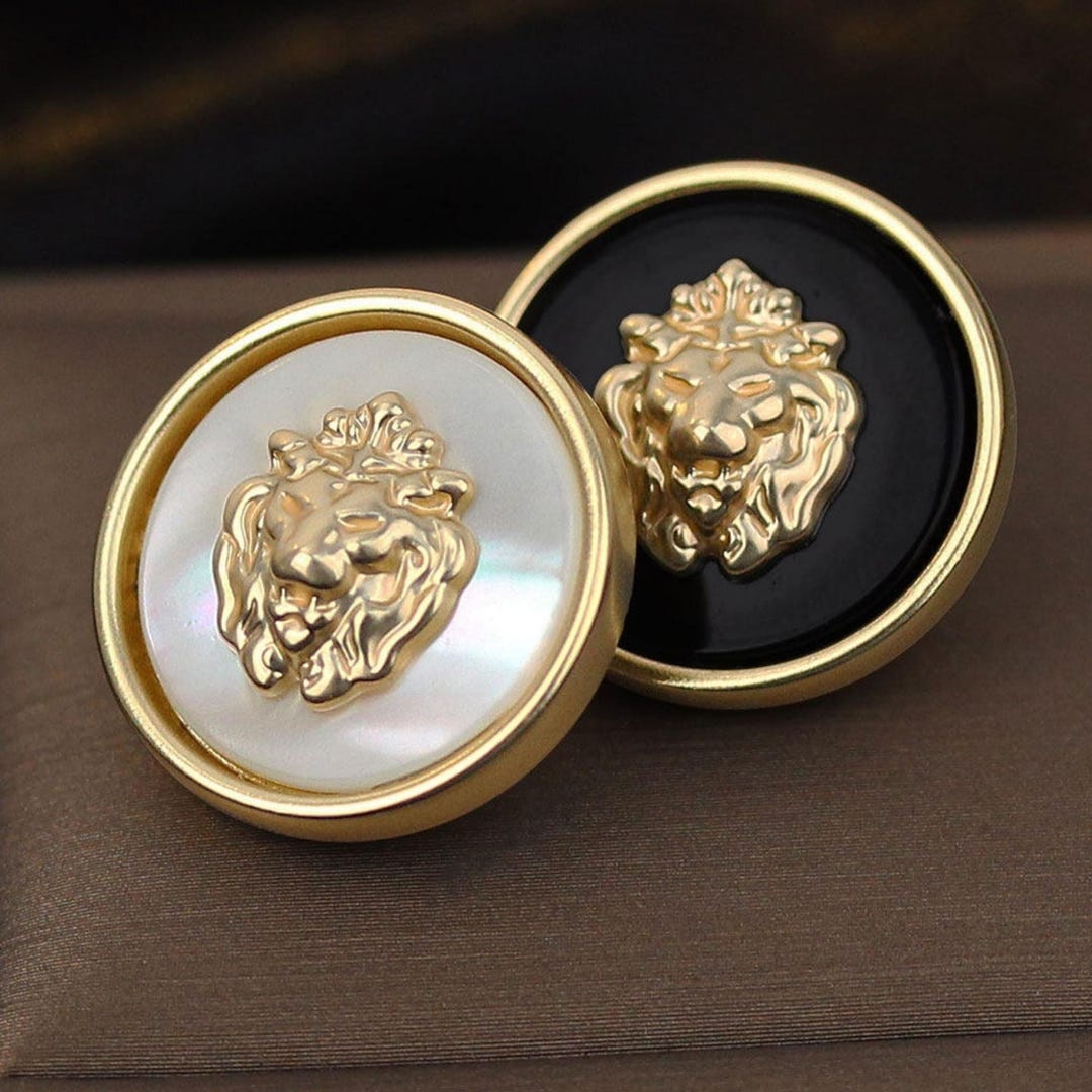 Lion Shell Inlay Vintage Lion Head Buttons, Brass Shell Inlay, Retro Sewing Accessories ...