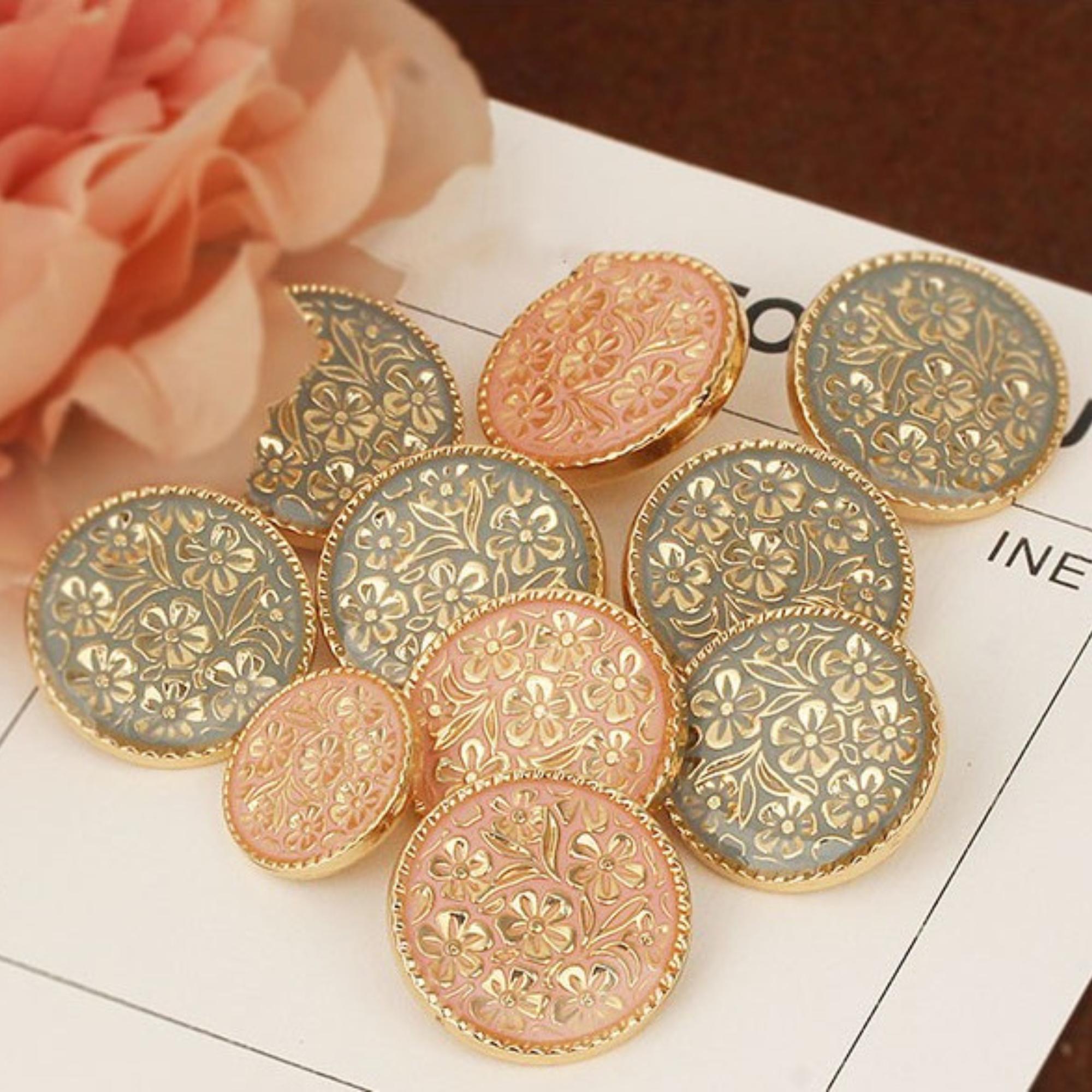 Vibrant Colored Metal Floral Buttons Round Decorative Buttons for Women ...