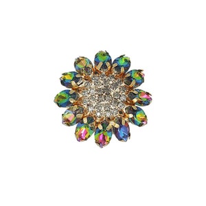 Luxuriöse Regenbogen Rhinestone-Blumenknöpfe, Einzigartige Große Kristallknöpfe, Handgefertigte Dekorative Knöpfe Bild 10