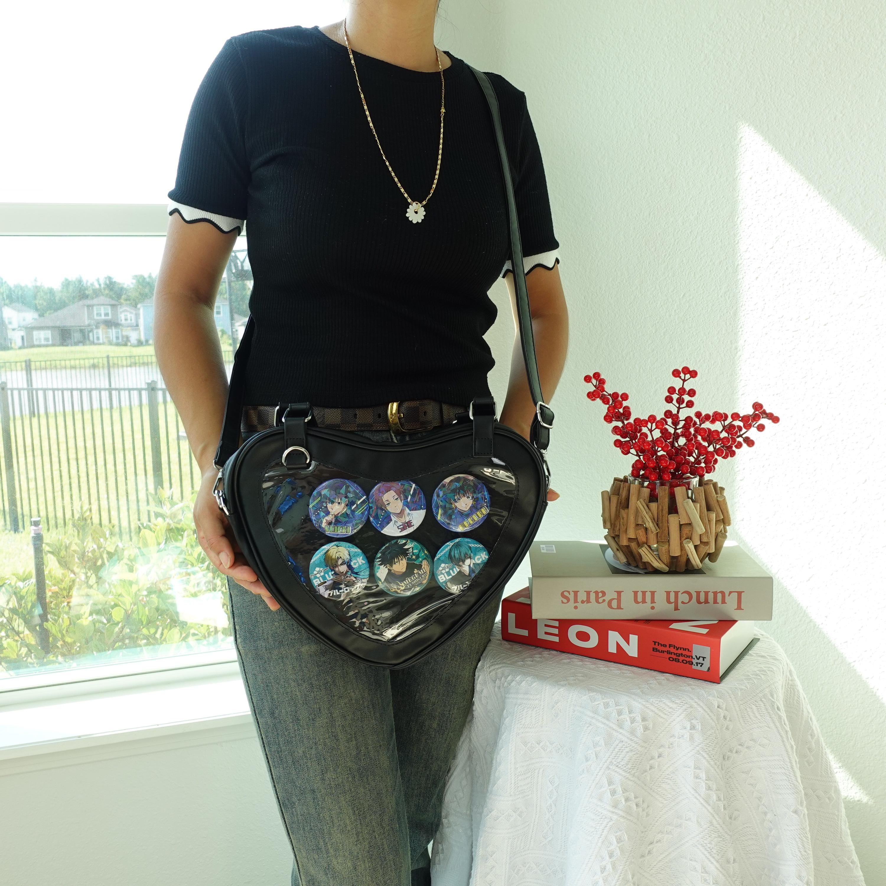 Heart Shaped Ita Bag, Vegan Leather Crossbody & Tote Handbag