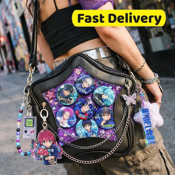 Kawaii Star Crossbody Ita Bag With Clear Pocket, Anime Pin  display picture 3