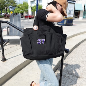 Bolso grande personalizado y elegante, bolso de playa, bolso grande con cremallera y bolsillos, bolso grande de lona de verano, bolso tipo cartera para la escuela