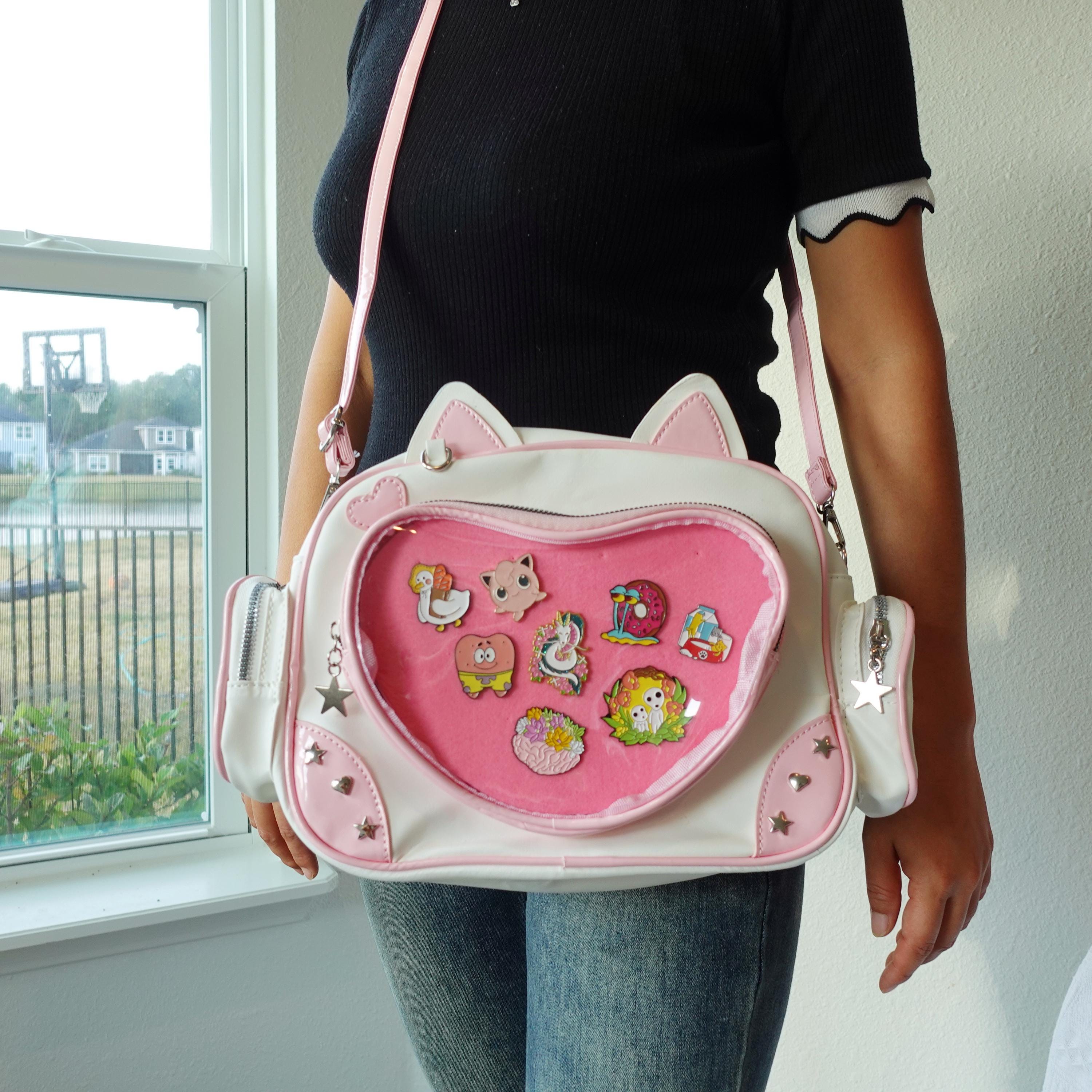 Kawaii Cat Ita Backpack PU Shoulder Crossbody for School Anime Cosplay Girls Amazon.com: JRNDNIUO Cute Cat Ita Bag Pin Display Backpack  main image 2