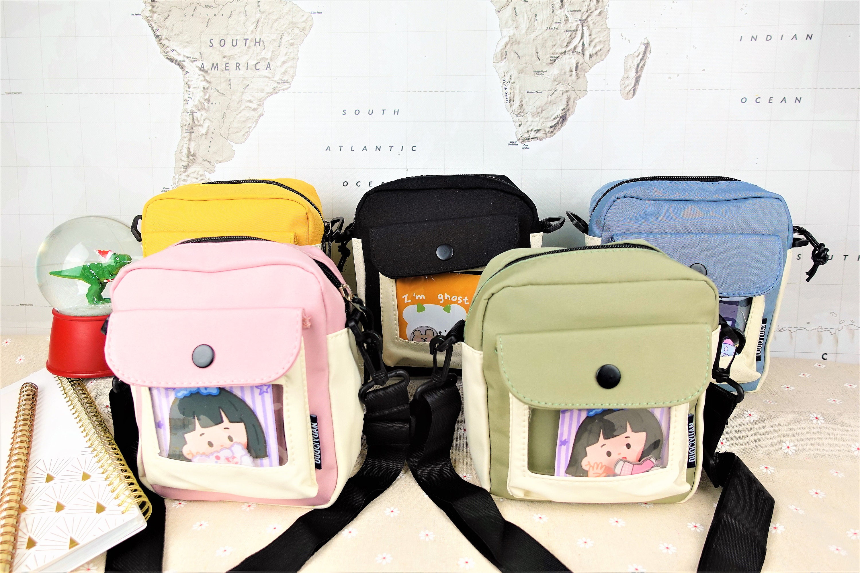 Ita Bag With Pins Display Window - Ruffles Bow Crossbody Purse, Nylon Tote With Insert For Women - View #5