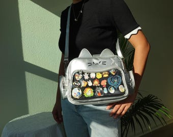 Süßer Katzen Ita Bag Rucksack Crossbody - Kawaii Harajuku Stil Pin Display Bag - Geschenk für Anime-Liebhaber.