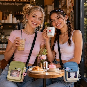 Small Ita Bag Crossbody, Mini Anime Pin Display Bag, Cute Canvas Shoulder Purse, Small Messenger Bag for Travel & Everyday Use
