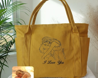 Bolsa de mano bordada personalizada para parejas: un regalo romántico para San Valentín.