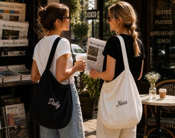 Embroidered Canvas Hobo Bag: Personalized Crossbody Duffle with Pockets