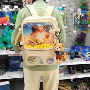 Sac à dos Ita, sac à dos avec affichage d'épingles, sac à dos pour l'école, sac à dos à fenêtre transparente