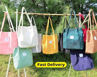 Personalized Corduroy Tote Bag, USA Fast Shipping. Corduroy Purse, Shoulder Tote Bag, Cute Tote Bag, School Corduroy Bag.