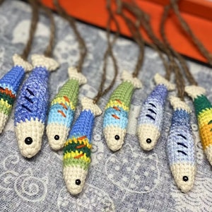 Handmade Crochet Fish/Fish Pendants/ Fish Keychains/Crochet Fish Hanger/DIY/Christmas Gift/Home Decor/ Cat Pendant/Toddler Friendly/Pet Gift