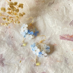 Microcrochet Gradient Floral Earrings/ Minicrochet Ombre Flower Earrings/ Cluster Flower Earrings/ Gift For Her/ Miniature Flower Jewelry
