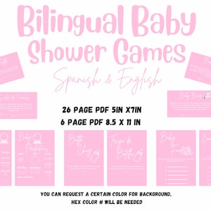 Juegos Bilingües Baby Shower Pink Español e Inglés