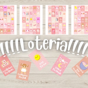16 TABLEROS Rosa Bilingüe Baby Shower Loteria Español e Inglés Descarga de archivo digital imprimible