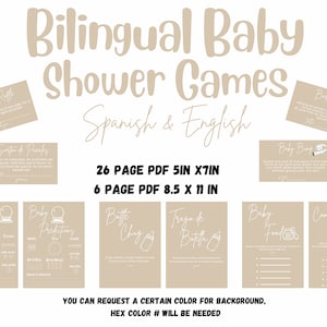 Baby Shower Bilingüe Juegos de Colores Neutros Español e Inglés