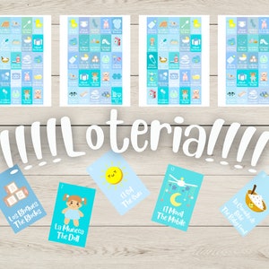 16 TABLAS Bilingüe Baby Shower Loteria Español e Ingles Descarga de archivos digitales imprimibles
