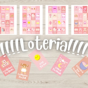 100 TABLAS Rosa Bilingüe Baby Shower Loteria Español e Ingles Descarga de Archivo Digital Imprimible