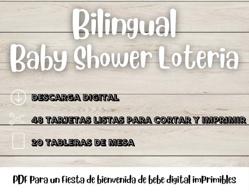 20 BOARDS Blue Bilingual Baby Shower Loteria Español Y Ingles Printable ...