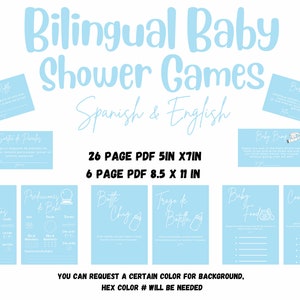 Bilingual Baby Shower Blue Games Spanish and English