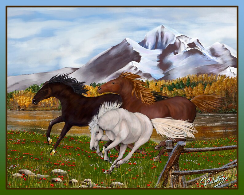 Wild Horses with Airbrush Background download after purchase image 1