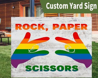 Rock,Paper,Scissors Yard Sign, Rock Paper Scissors Funny Lesbian Pride Outdoor Sign Home Decor,Pride Gay Pride Lesbian Display Signs H-stake