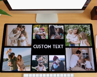 Tappetino da scrivania con collage fotografico, tappetino da scrivania con testo personalizzato, tappetino per mouse con foto, tappetino per mouse grande personalizzato, regalo per la famiglia, regalo di compleanno